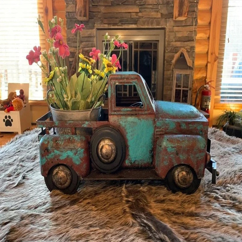 Heimdekoration Retro-Truck Mini-Blumentöpfe Sukkulente Künstliche Pflanze Harz Blumentopf Bürotisch Bastelornament Raumdeko