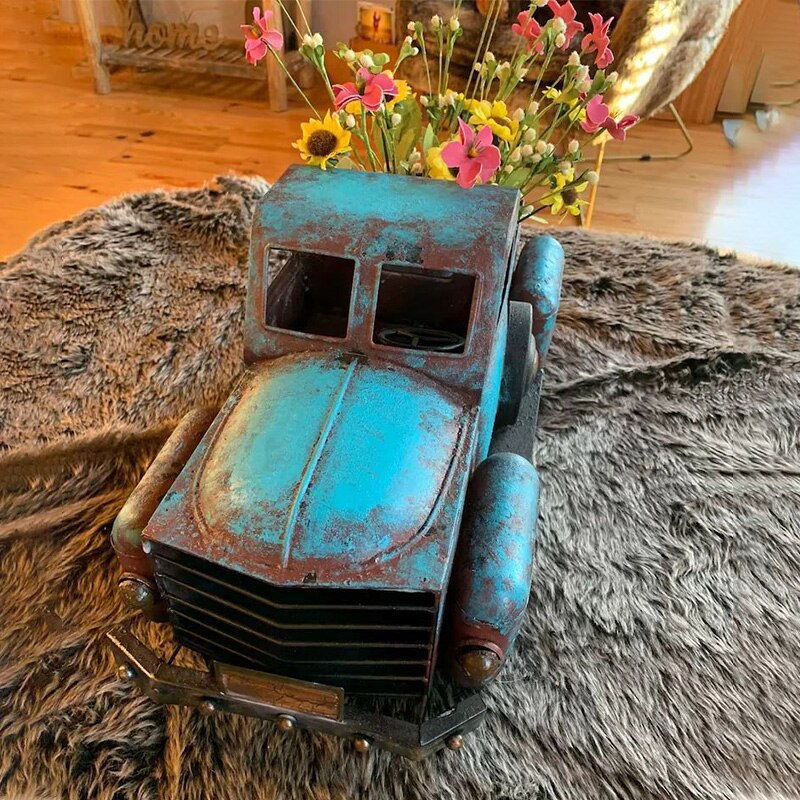 Heimdekoration Retro-Truck Mini-Blumentöpfe Sukkulente Künstliche Pflanze Harz Blumentopf Bürotisch Bastelornament Raumdeko