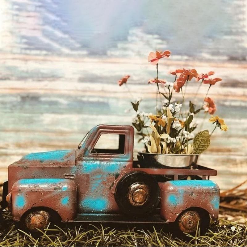 Heimdekoration Retro-Truck Mini-Blumentöpfe Sukkulente Künstliche Pflanze Harz Blumentopf Bürotisch Bastelornament Raumdeko