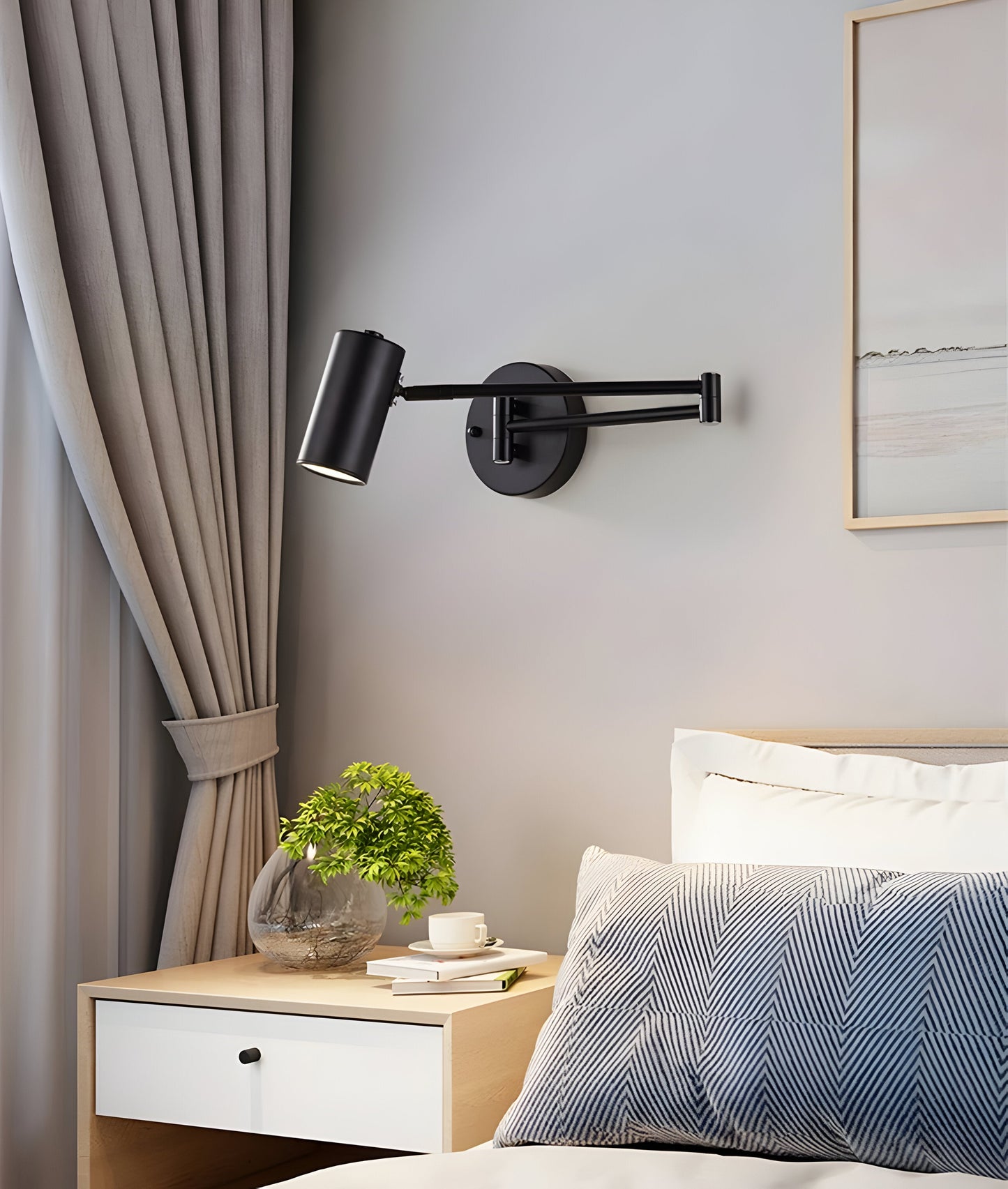 Frendorf | Adjustible Arm Wandleuchte - Flexible Gold & Schwarz Wandlampe - Wandlampen Design für Schlafzimmer