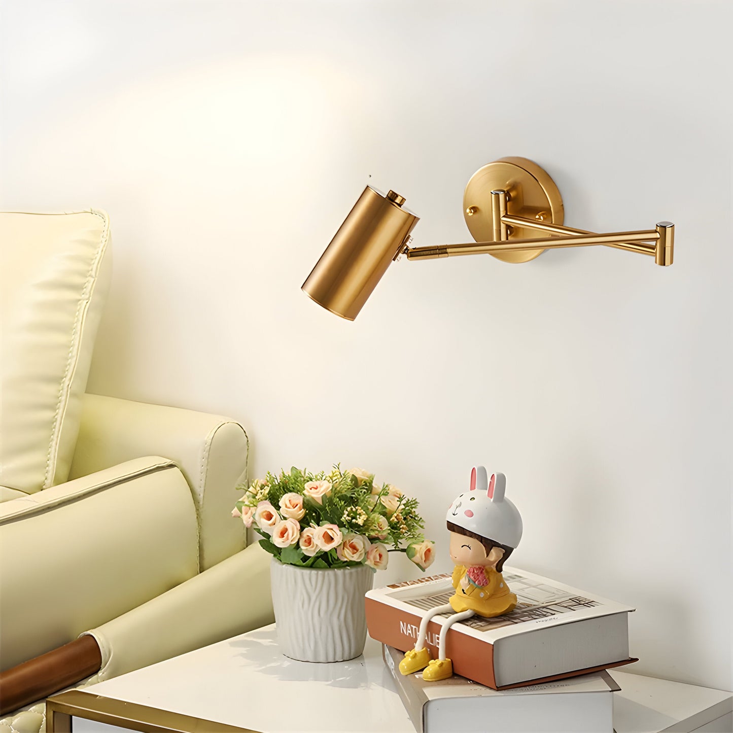 Frendorf | Adjustible Arm Wandleuchte - Flexible Gold & Schwarz Wandlampe - Wandlampen Design für Schlafzimmer