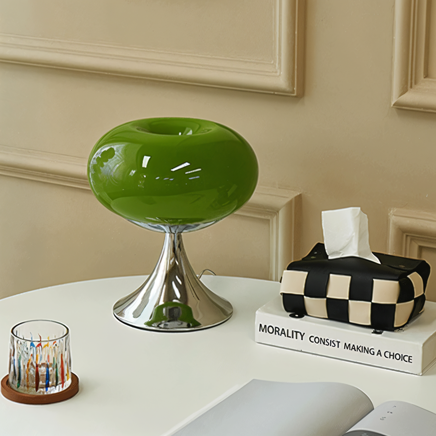 Frendorf | Apfel Lampe - Kurvige Macaron Glas Tischlampe