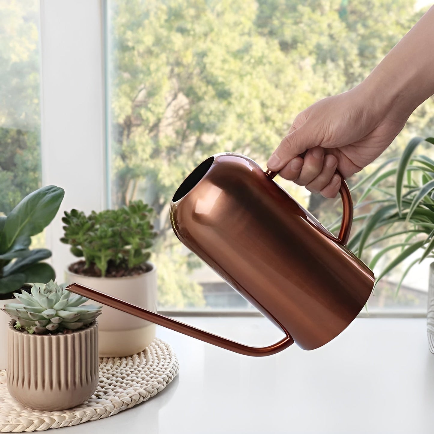 Edelstahl-Ausgießer - 1,5L lange Gießkanne für Pflanzen und Blumen