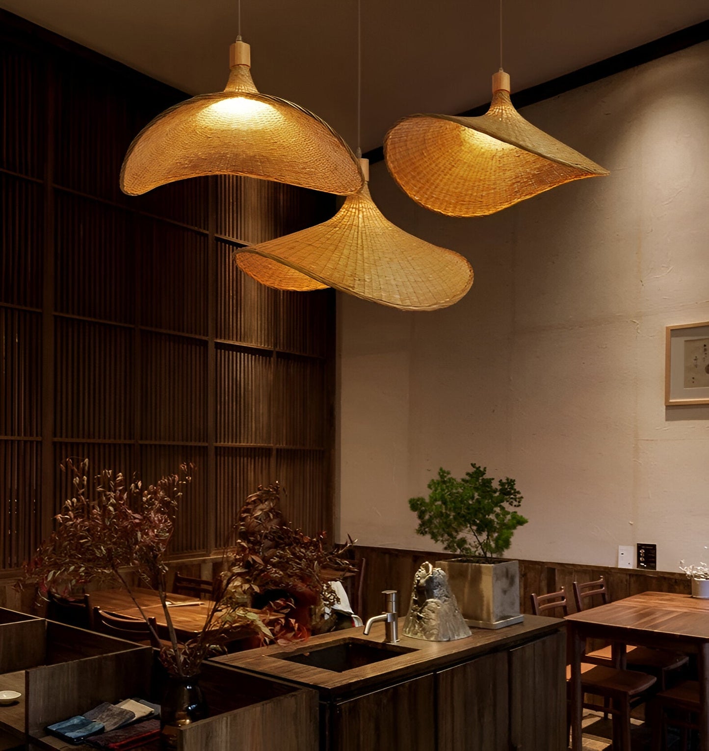 Frendorf | BambWicker Pendelleuchte - Kunstvoll Handgefertigte Rattan Hängelampe