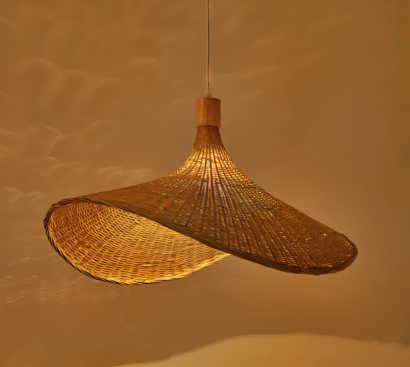 Frendorf | BambWicker Pendelleuchte - Kunstvoll Handgefertigte Rattan Hängelampe