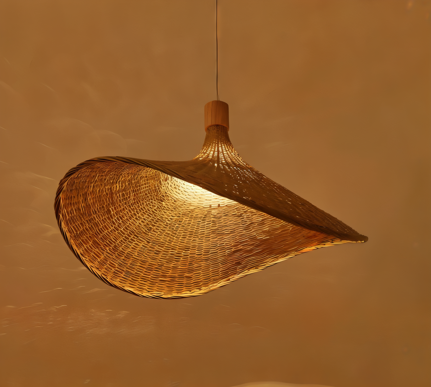 Frendorf | BambWicker Pendelleuchte - Kunstvoll Handgefertigte Rattan Hängelampe