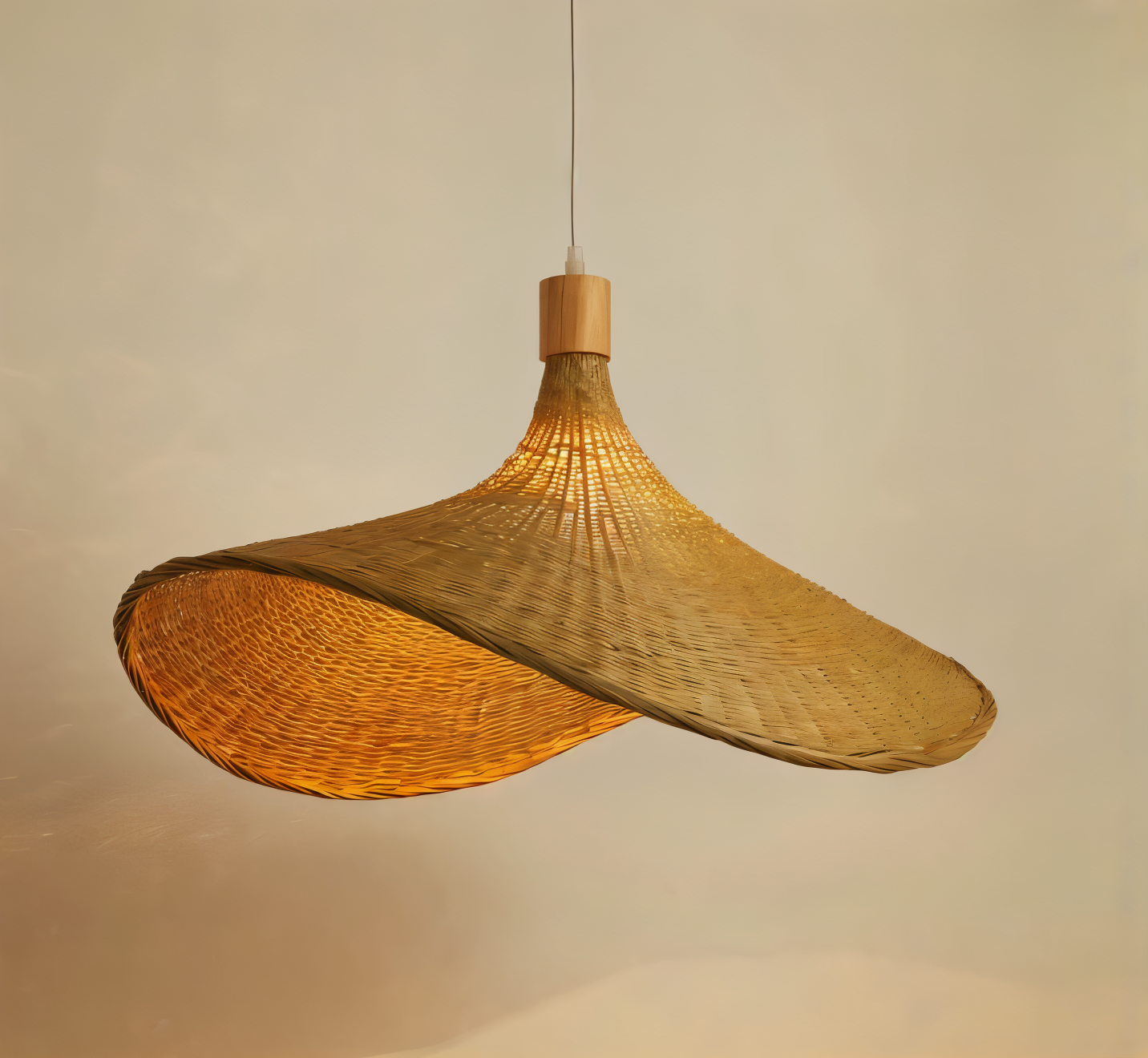 Frendorf | BambWicker Pendelleuchte - Kunstvoll Handgefertigte Rattan Hängelampe