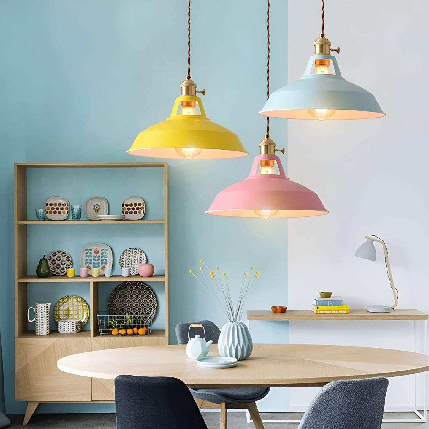 Frendorf | BarnFlare Deckenleuchten- Bunte industrielle LED Macaron Hängelampe