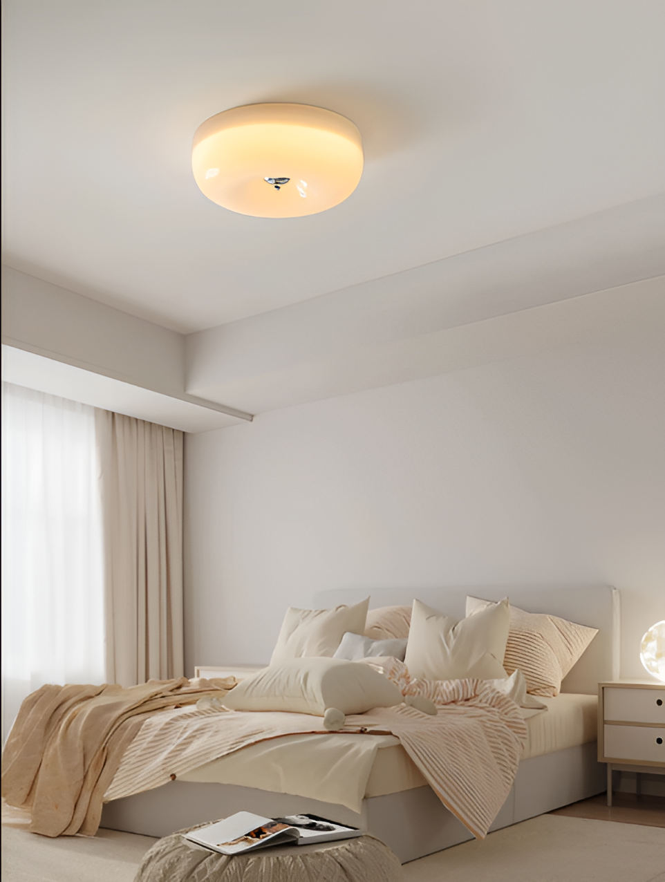 Frendorf | BauhausGleam - Creme Glas Deckenleuchte - Runde LED-Anbauleuchte