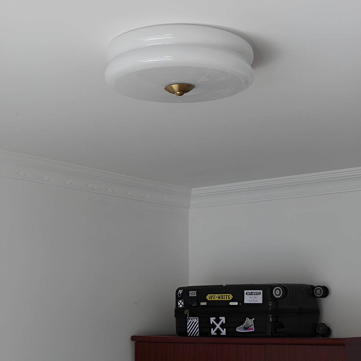 Frendorf | BauhausGleam - Creme Glas Deckenleuchte - Runde LED-Anbauleuchte