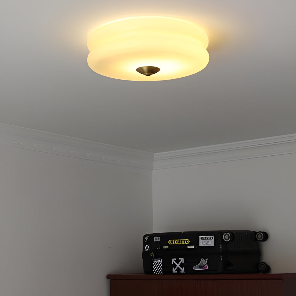 Frendorf | BauhausGleam - Creme Glas Deckenleuchte - Runde LED-Anbauleuchte