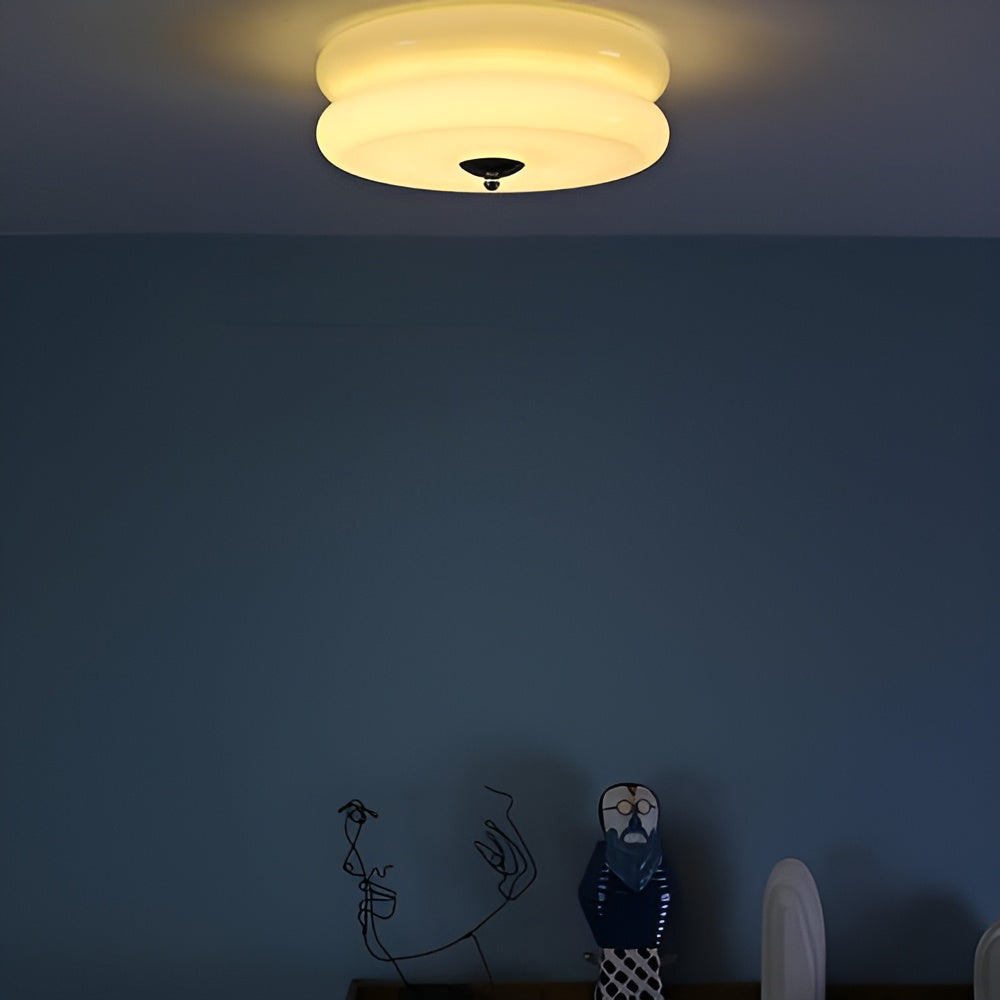 Frendorf | BauhausGleam - Creme Glas Deckenleuchte - Runde LED-Anbauleuchte