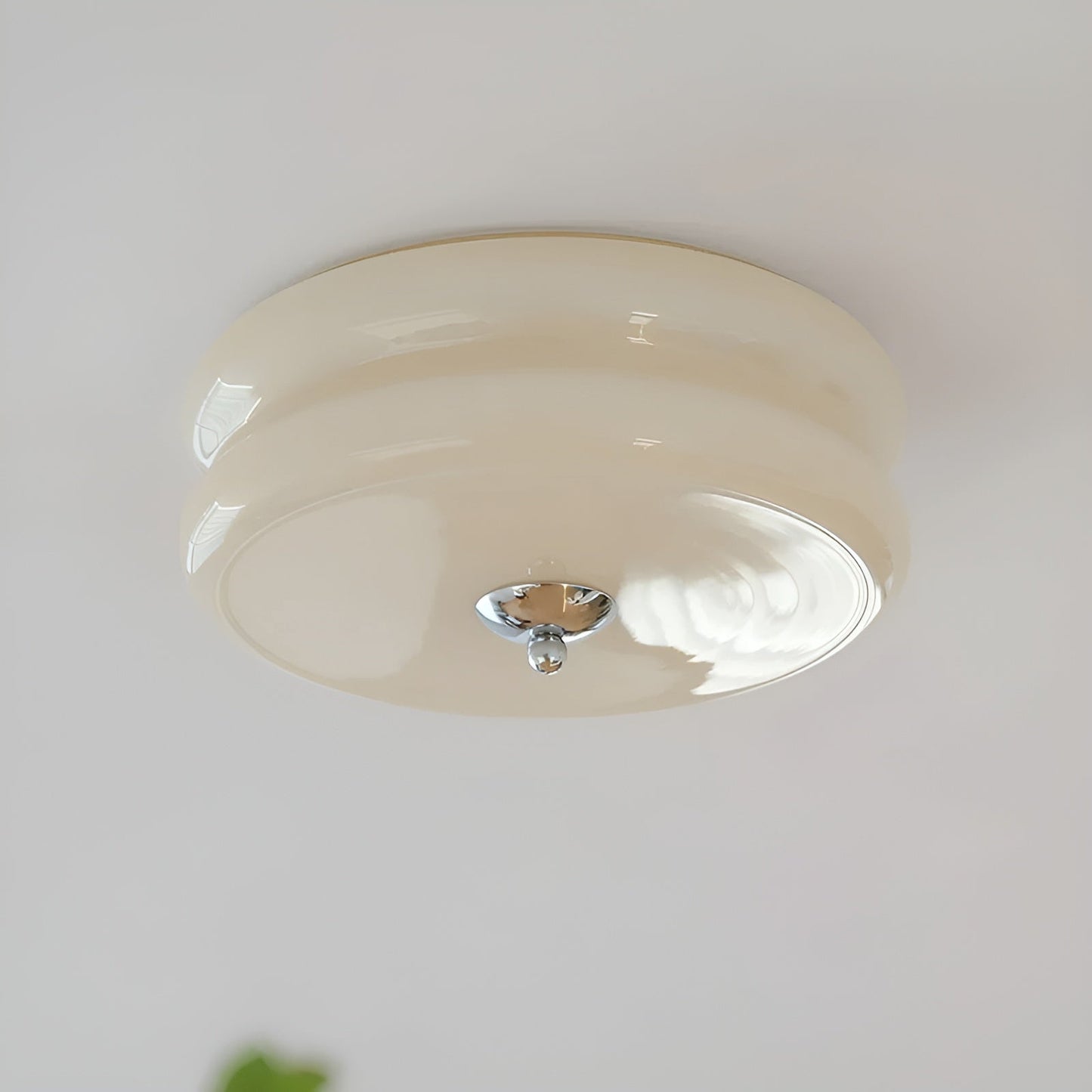 Frendorf | BauhausGleam - Creme Glas Deckenleuchte - Runde LED-Anbauleuchte