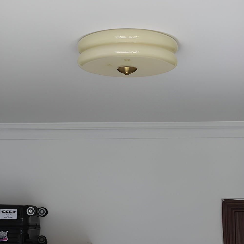 Frendorf | BauhausGleam - Creme Glas Deckenleuchte - Runde LED-Anbauleuchte