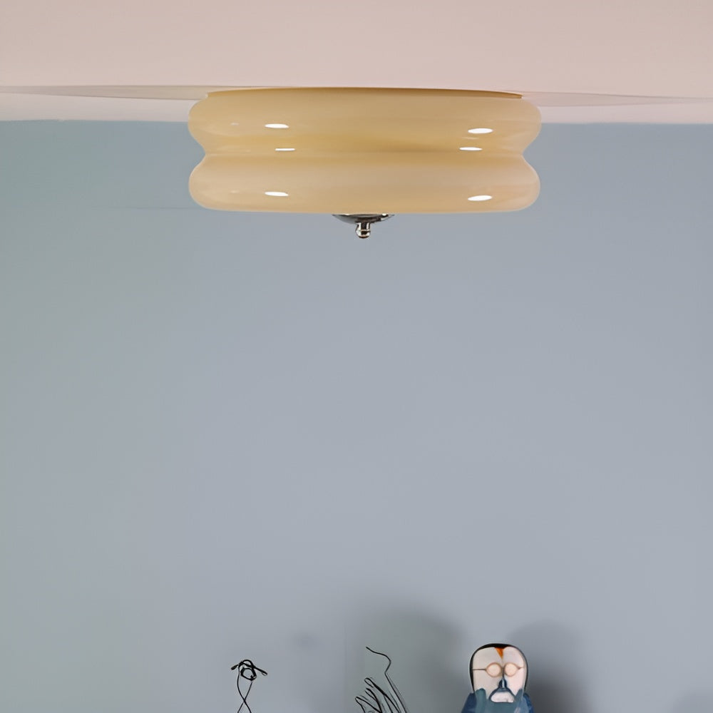 Frendorf | BauhausGleam - Creme Glas Deckenleuchte - Runde LED-Anbauleuchte