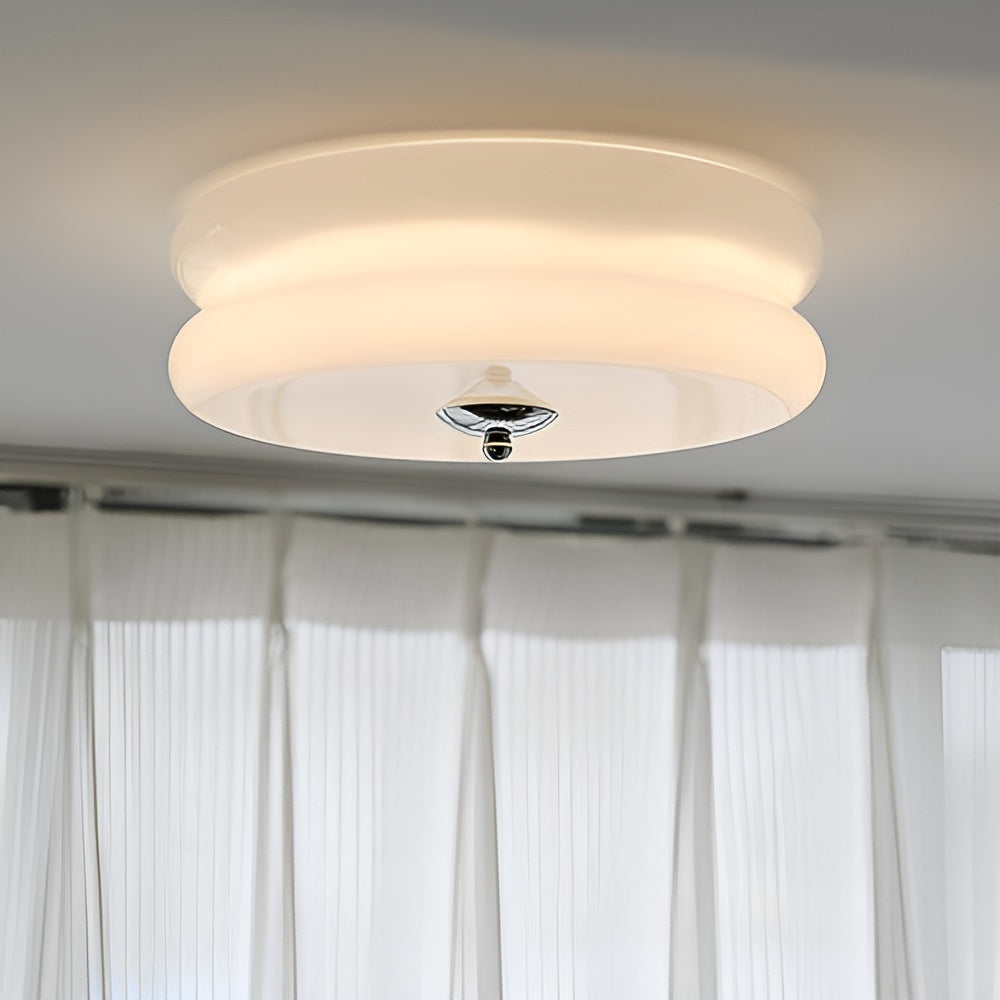 Frendorf | BauhausGleam - Creme Glas Deckenleuchte - Runde LED-Anbauleuchte