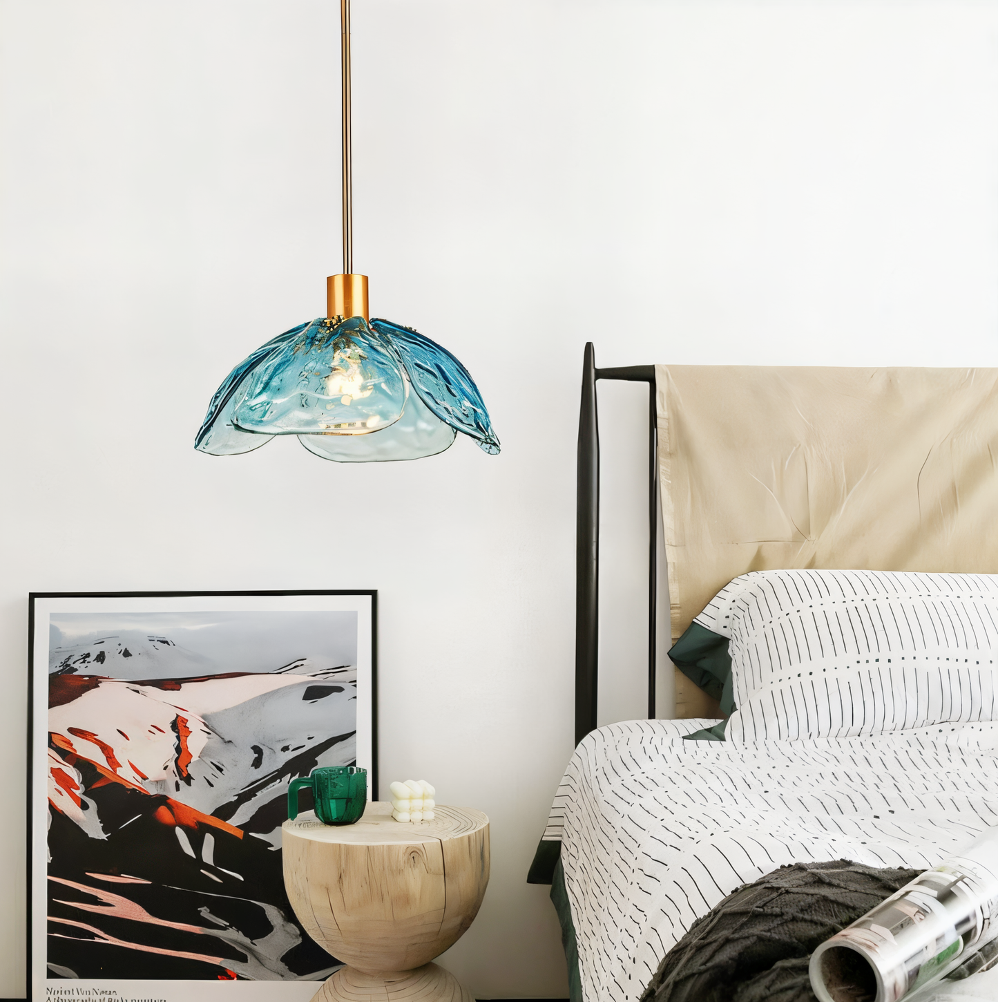 Frendorf | Blumen Gloss Pendelleuchte - Stilvolle Bunte Florale LED Hängelampe
