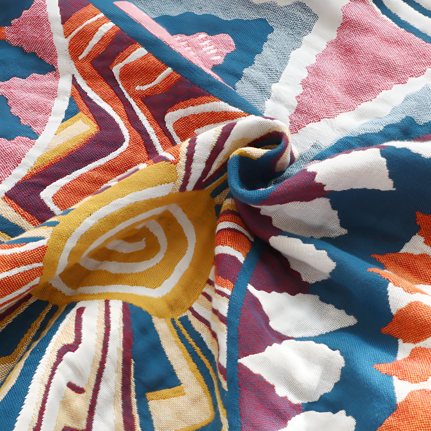 Frendorf | Bohem Plaid - Kunstvolle Geometrische Baumwoll Fleecedecke