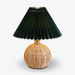 Frendorf | Brolly Plissierte Tischlampe - Retro Rattan Lampe - Konische Tischlampe