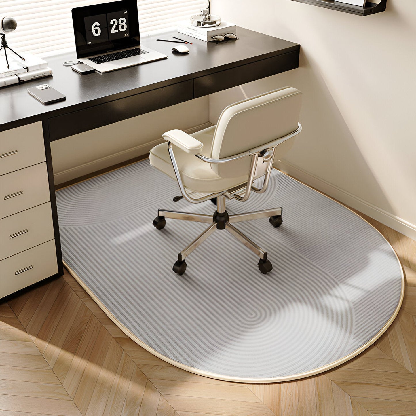 Frendorf | ComfiOval Teppich  - Plüschsamt Anti Rutsch Teppichvorleger für Schlafzimmer und Arbeitszimmer