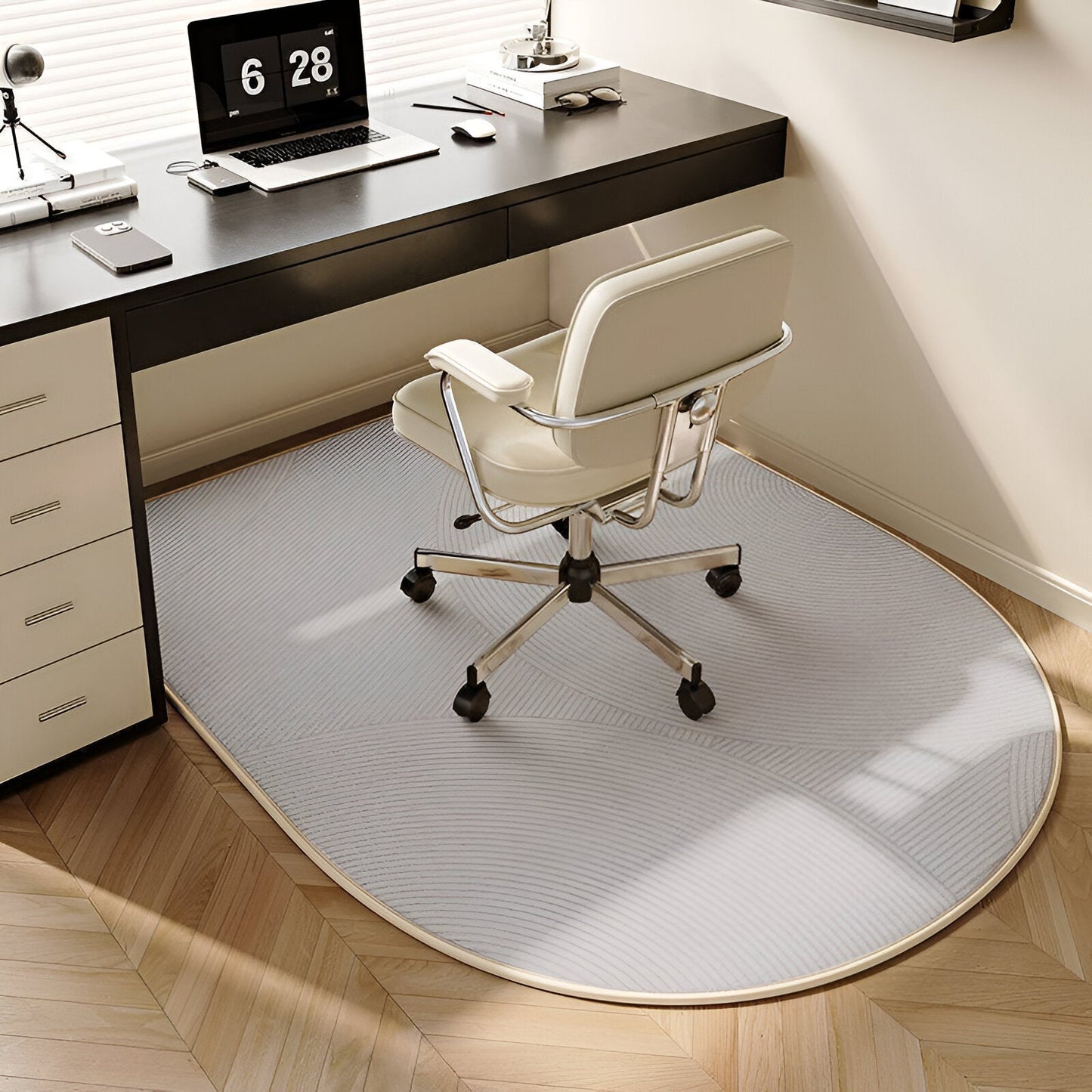 Frendorf | ComfiOval Teppich  - Plüschsamt Anti Rutsch Teppichvorleger für Schlafzimmer und Arbeitszimmer