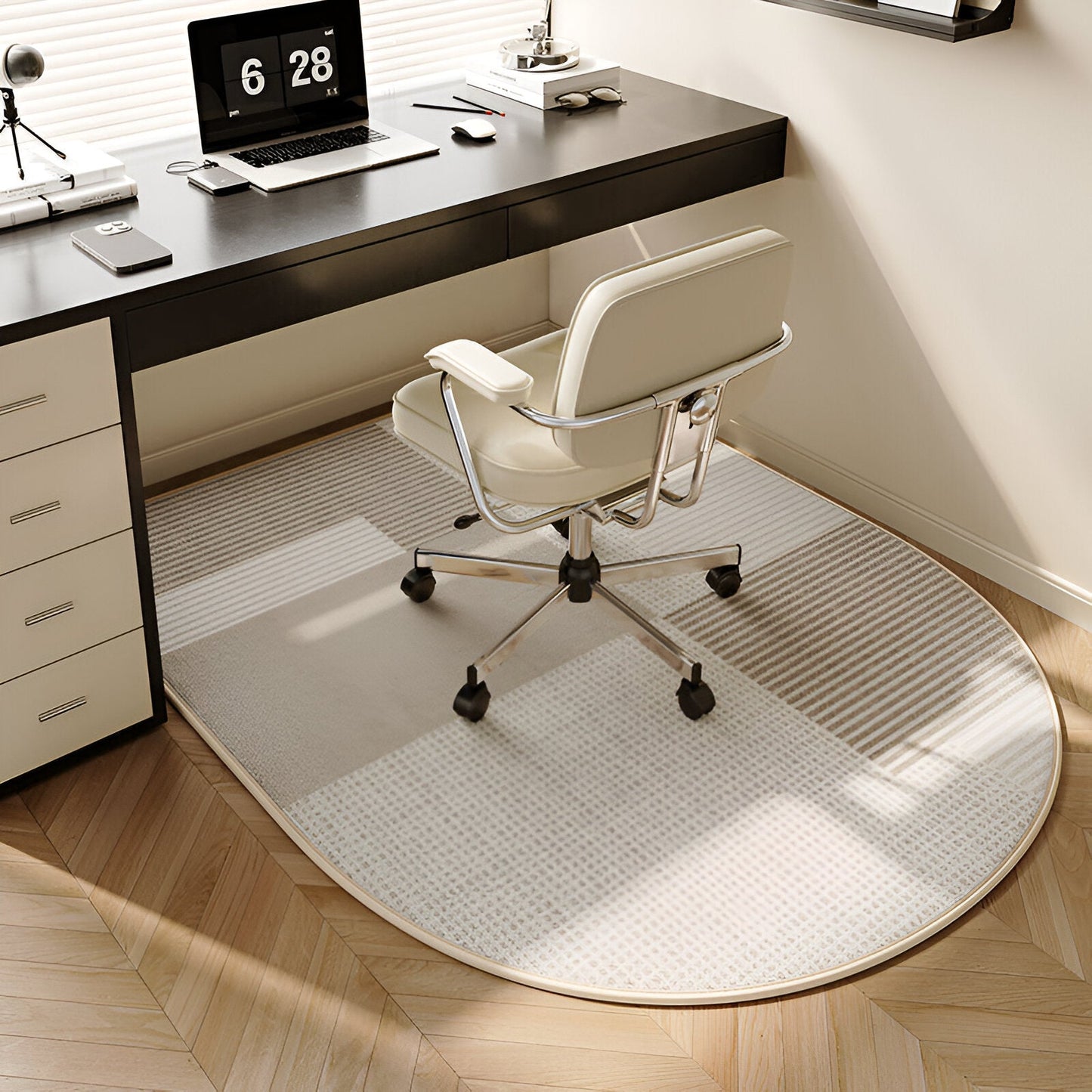 Frendorf | ComfiOval Teppich  - Plüschsamt Anti Rutsch Teppichvorleger für Schlafzimmer und Arbeitszimmer
