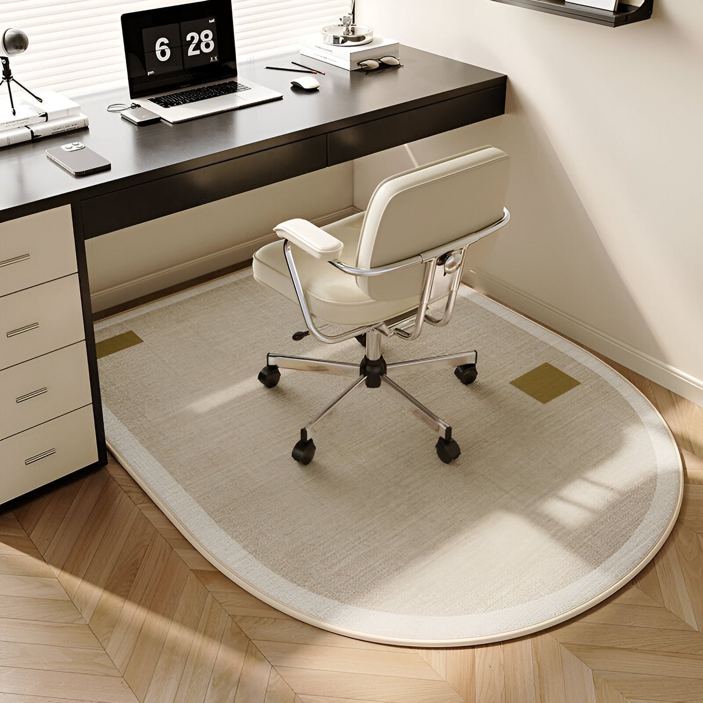 Frendorf | ComfiOval Teppich  - Plüschsamt Anti Rutsch Teppichvorleger für Schlafzimmer und Arbeitszimmer