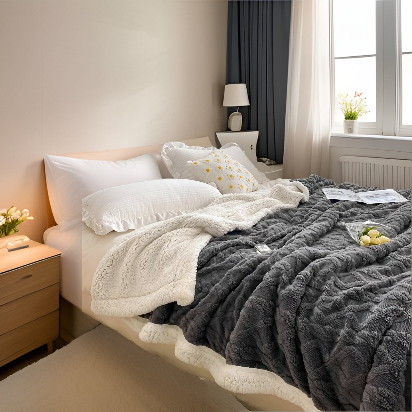 Cuddle - Doppelseitige Kuschelige  Fleecedecke für Nächtliche Wärme mit Stil
