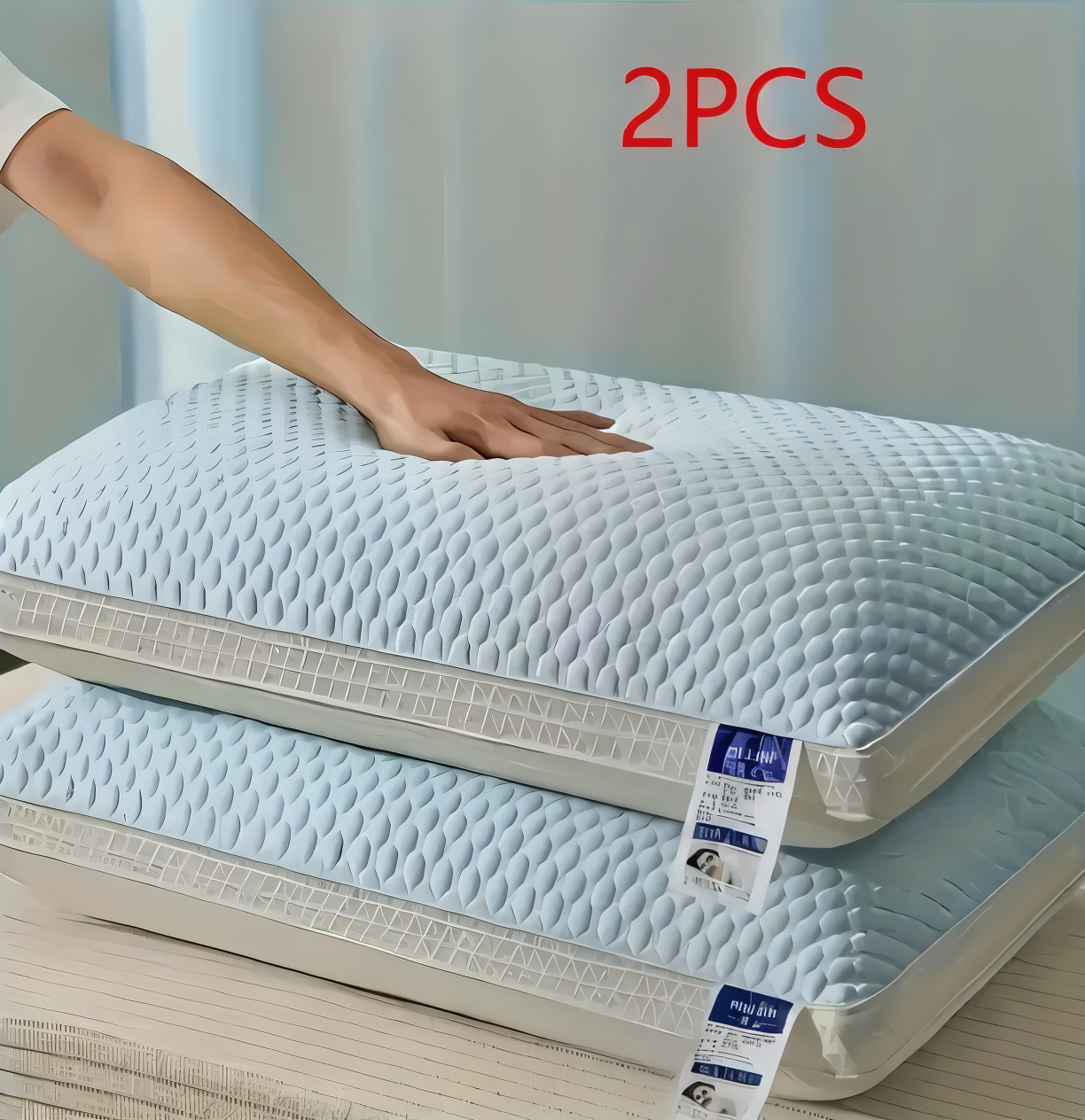 Frendorf | CushiesBlue Memory Foam Kissen – Set mit 2 weichen, atmungsaktiven Kissen