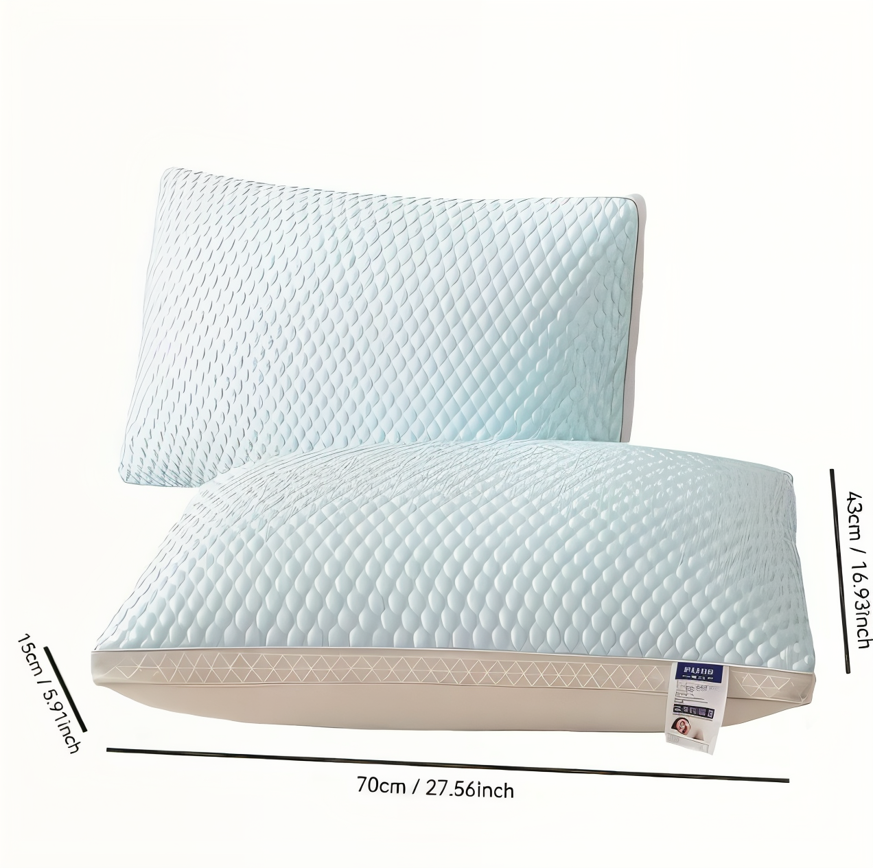Frendorf | CushiesBlue Memory Foam Kissen – Set mit 2 weichen, atmungsaktiven Kissen
