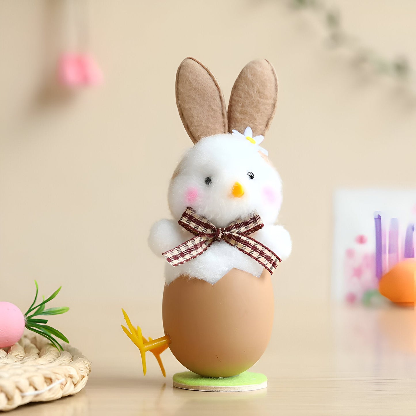 Frendorf | CutieChick Osterdeko - Plüsch Osterküken mit Hasenohren - Bunte Bruteier Deko