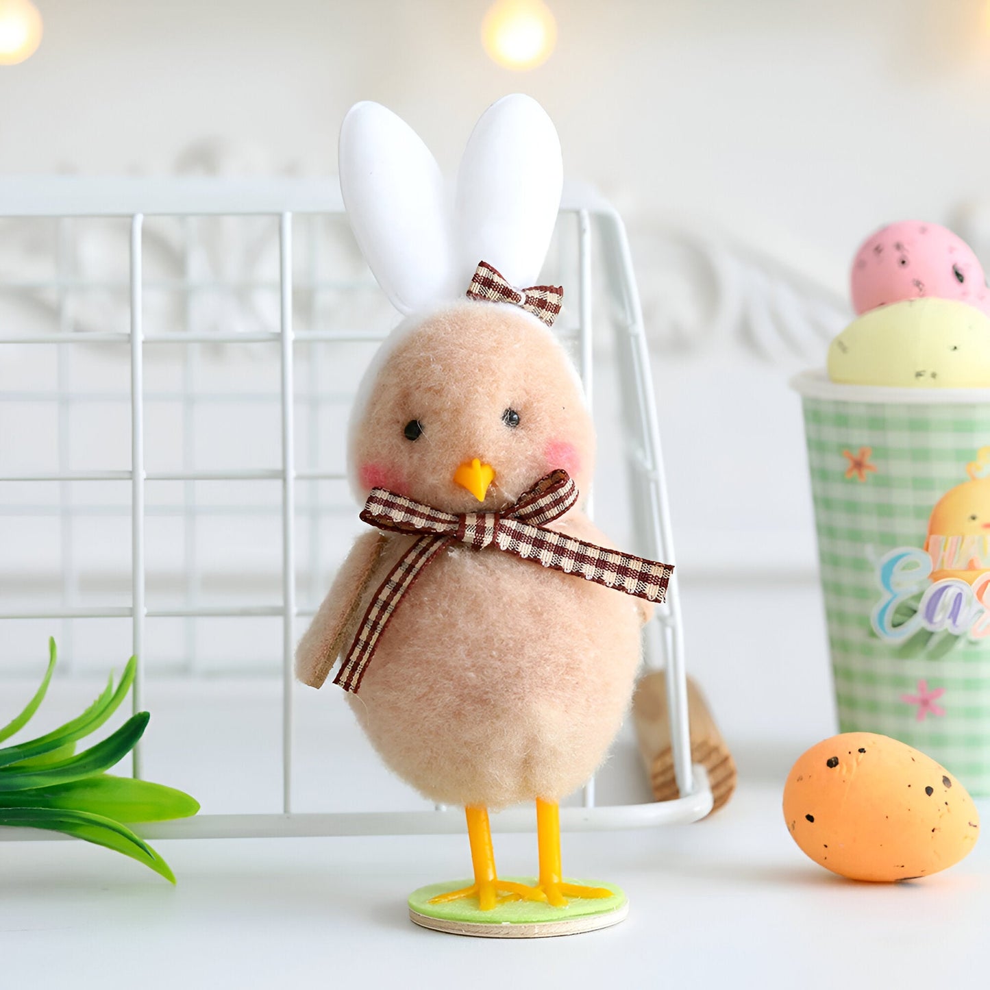 Frendorf | CutieChick Osterdeko - Plüsch Osterküken mit Hasenohren - Bunte Bruteier Deko