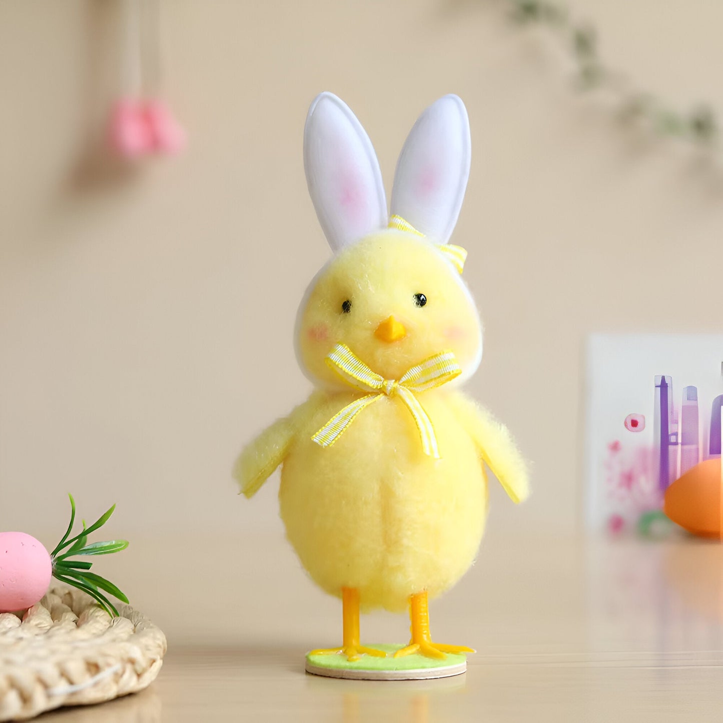 Frendorf | CutieChick Osterdeko - Plüsch Osterküken mit Hasenohren - Bunte Bruteier Deko