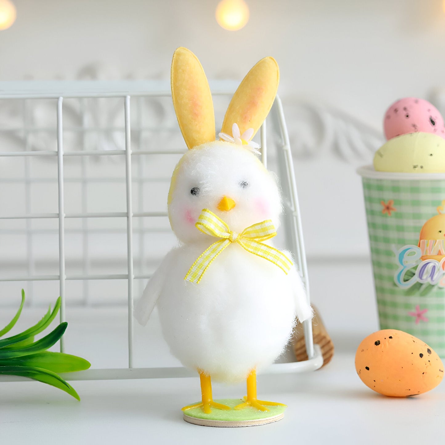 Frendorf | CutieChick Osterdeko - Plüsch Osterküken mit Hasenohren - Bunte Bruteier Deko