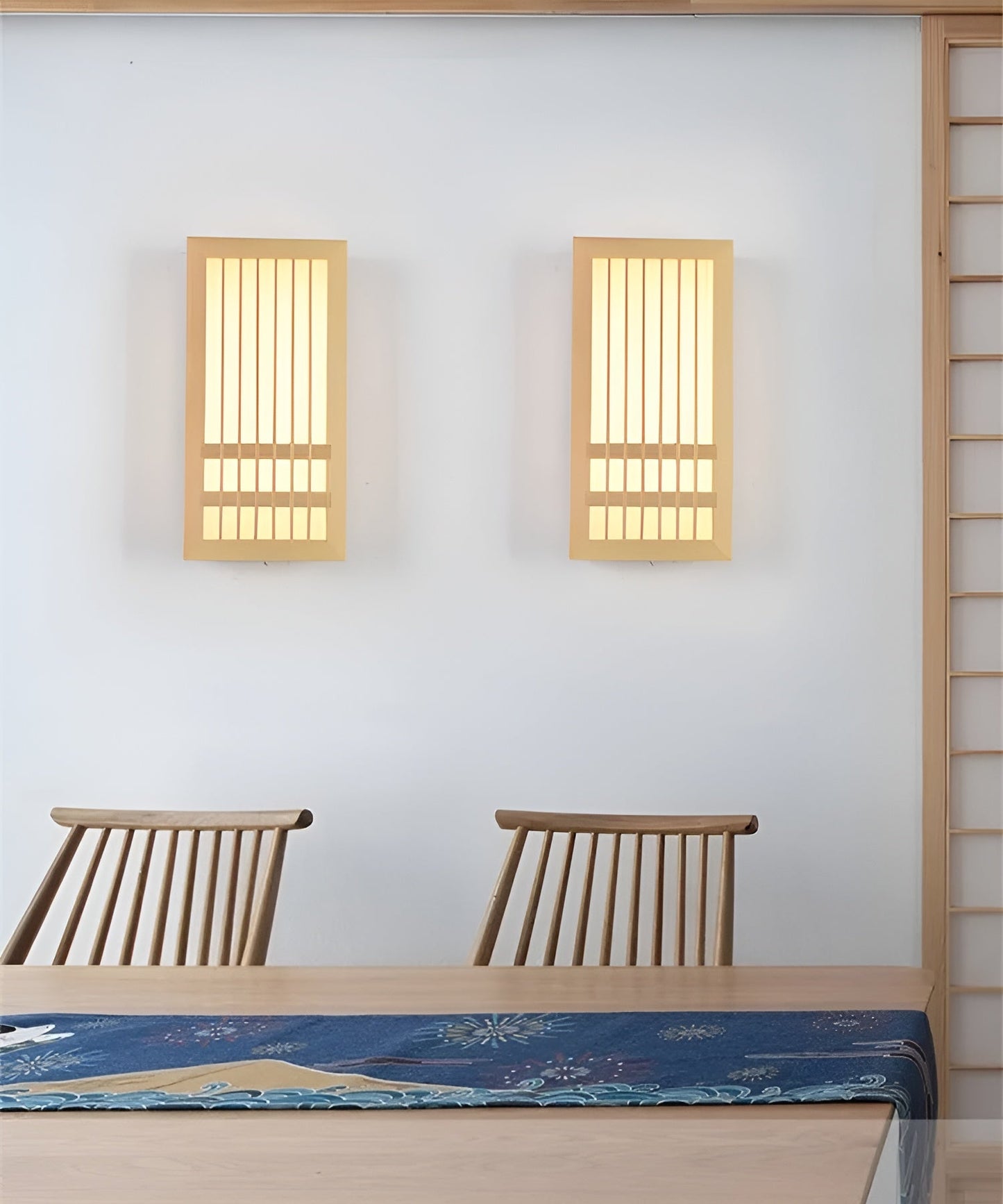 DoaGlow Japanische Holz-Wandleuchte - Moderne Holz & Acryl Japandi Beleuchtung