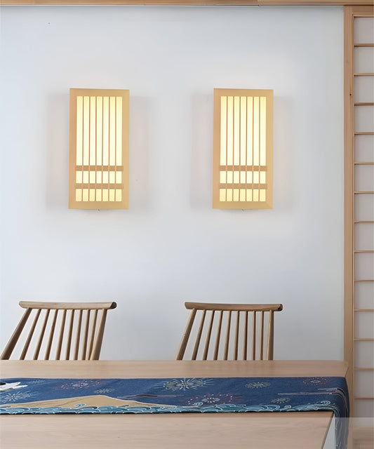 DoaGlow Japanische Holz-Wandleuchte - Moderne Holz & Acryl Japandi Beleuchtung