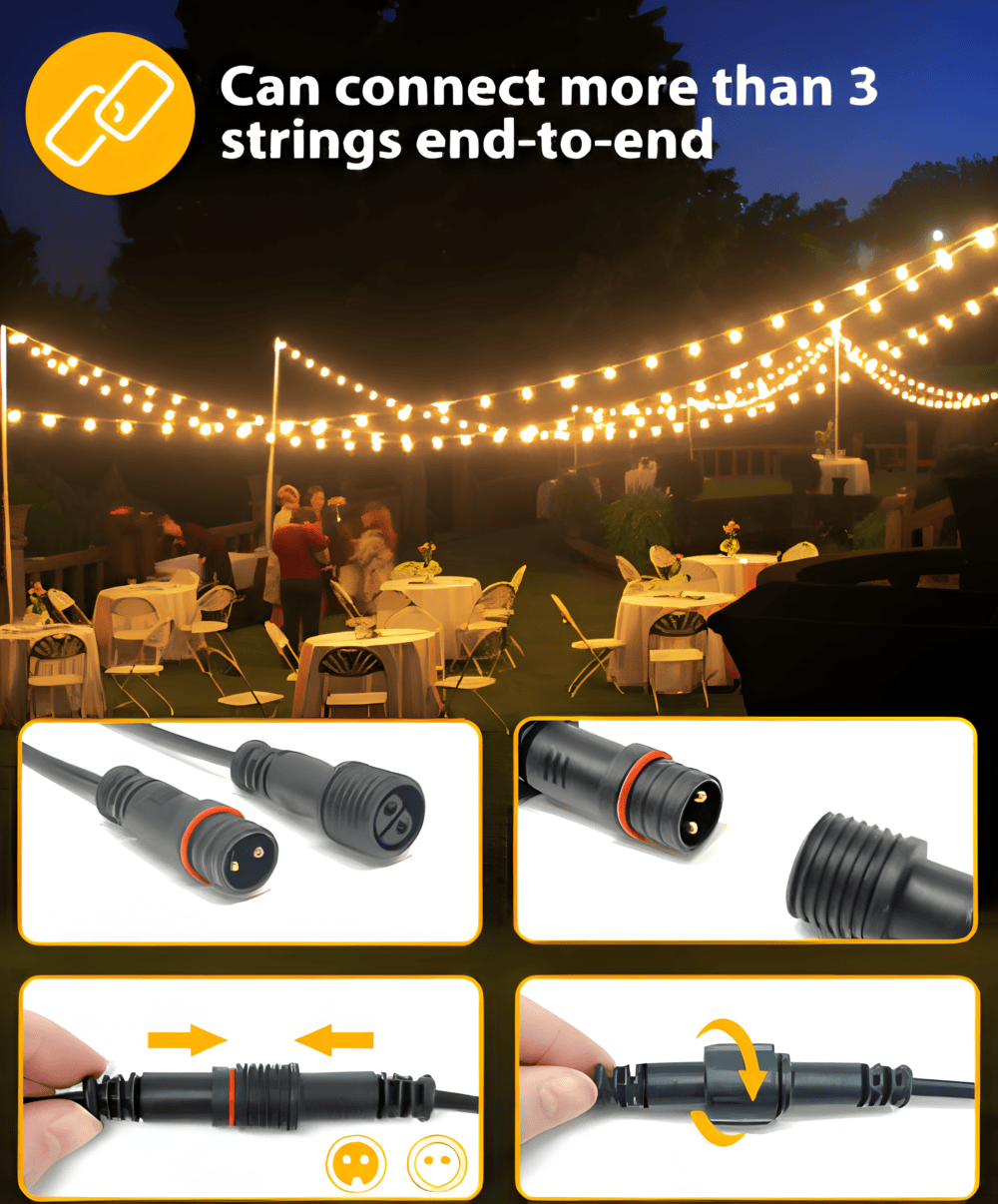 Frendorf | ElectriBulb Lichterkette - G40 Globe Außenbeleuchtung - IP44 & Bruchsichere Gartenbeleuchtung