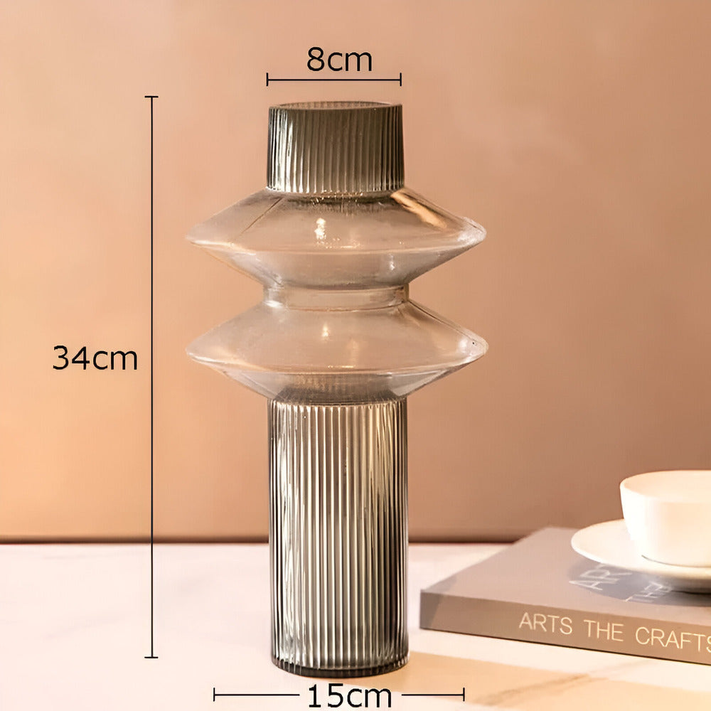 Frendorf | Elegante Amberglas-Vase - Zeitgenössisches Dekorationsstück für stilvolle Wohnräume