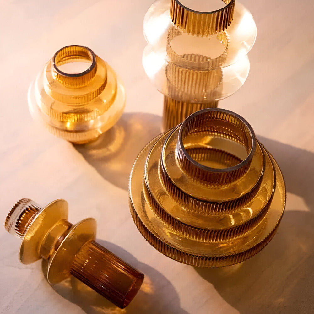 Frendorf | Elegante Amberglas-Vase - Zeitgenössisches Dekorationsstück für stilvolle Wohnräume