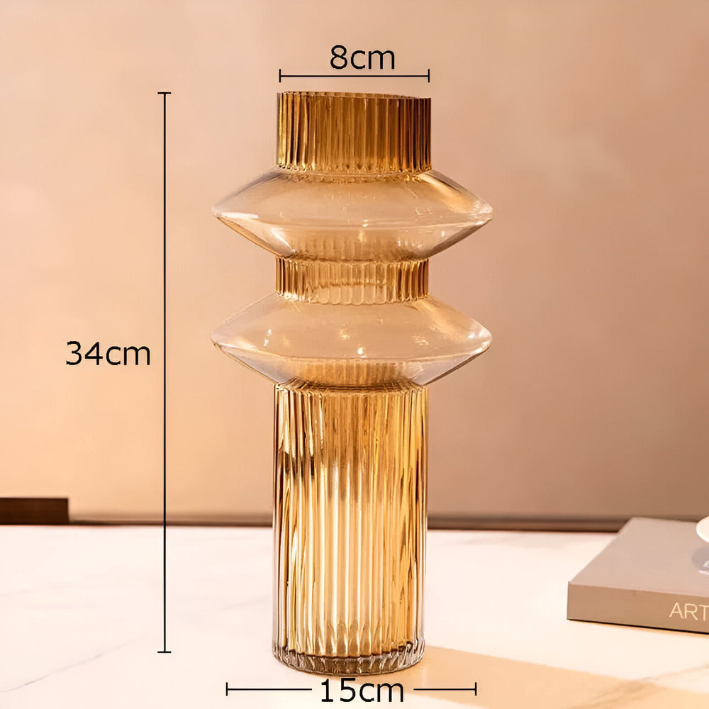 Frendorf | Elegante Amberglas-Vase - Zeitgenössisches Dekorationsstück für stilvolle Wohnräume