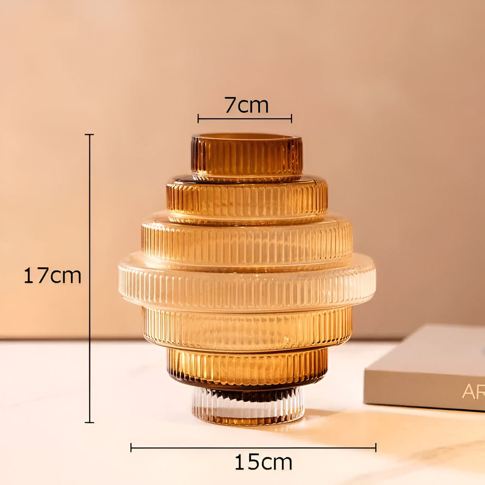 Frendorf | Elegante Amberglas-Vase - Zeitgenössisches Dekorationsstück für stilvolle Wohnräume
