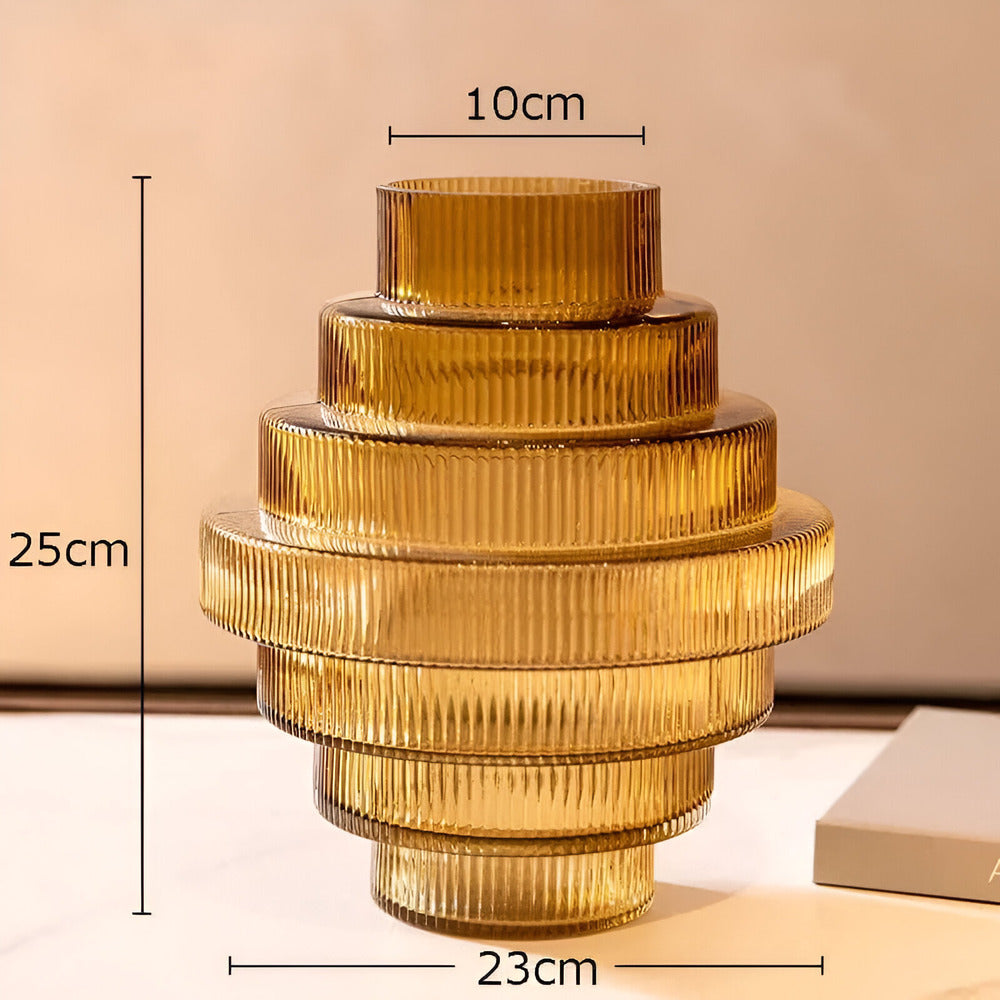 Frendorf | Elegante Amberglas-Vase - Zeitgenössisches Dekorationsstück für stilvolle Wohnräume