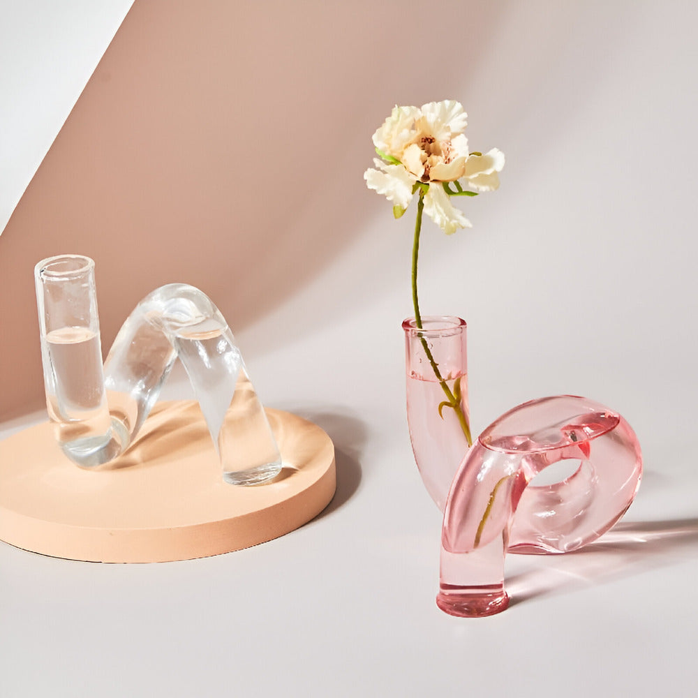Frendorf | Elegante Glasvase mit integriertem Kerzenhalter für stilvolle Tischdekoration