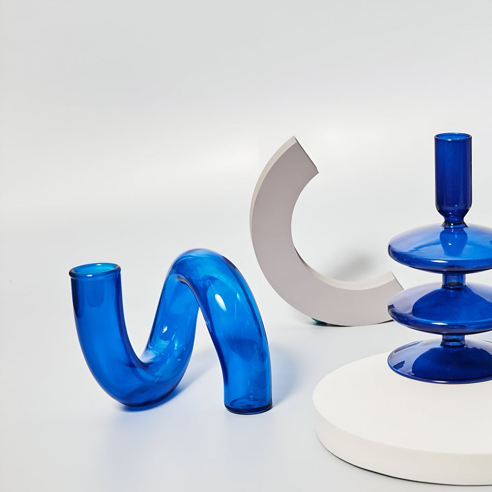 Frendorf | Elegante Glasvase mit integriertem Kerzenhalter für stilvolle Tischdekoration