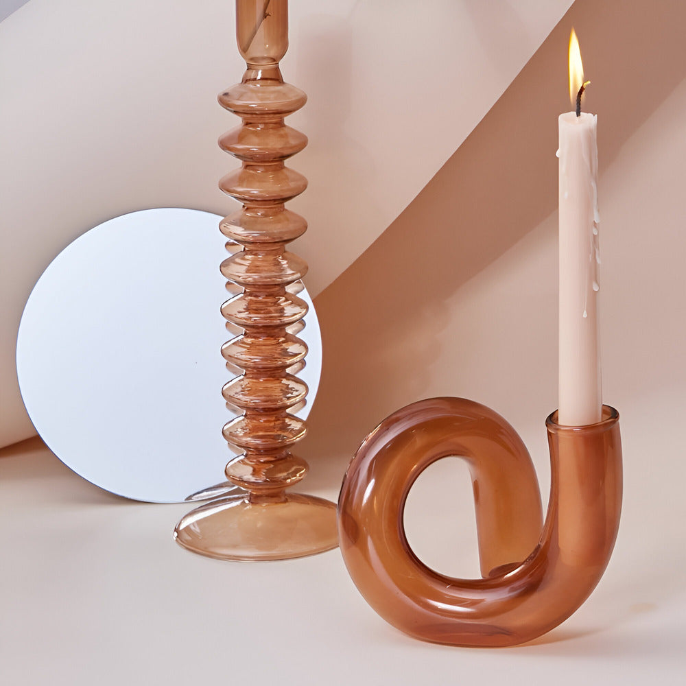 Frendorf | Elegante Glasvase mit integriertem Kerzenhalter für stilvolle Tischdekoration