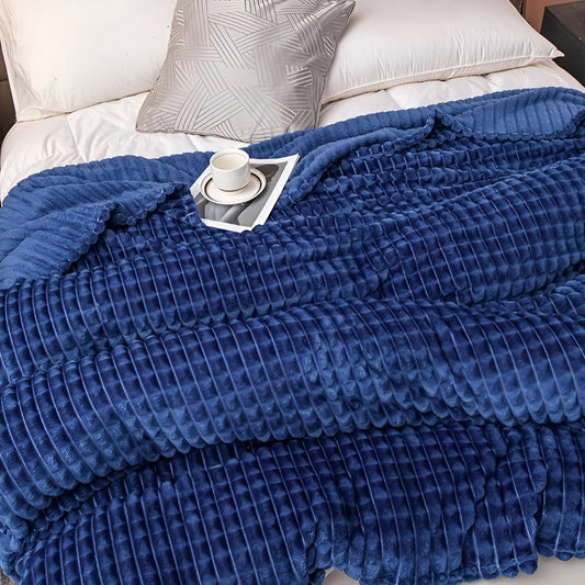 EliteWave Plaid - Ultrafluffy strukturierte korallfarbene Fleece-Decke