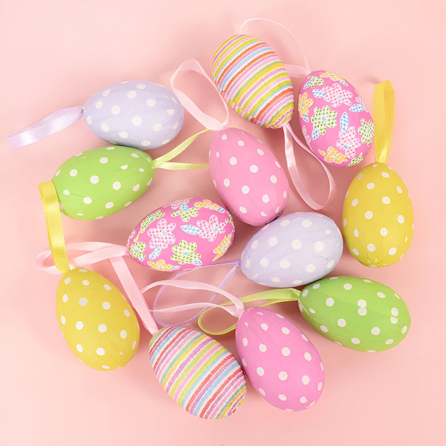 Frendorf | Faux Ostereier - 12pcs Bunte Künstliche Eier Hängende Osterdeko