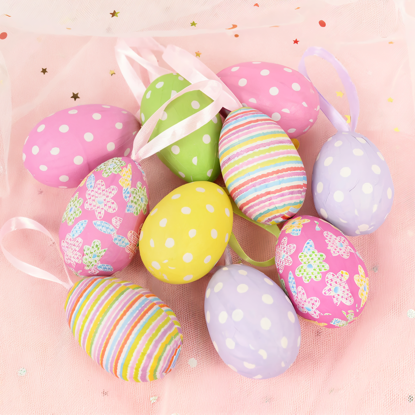 Frendorf | Faux Ostereier - 12pcs Bunte Künstliche Eier Hängende Osterdeko