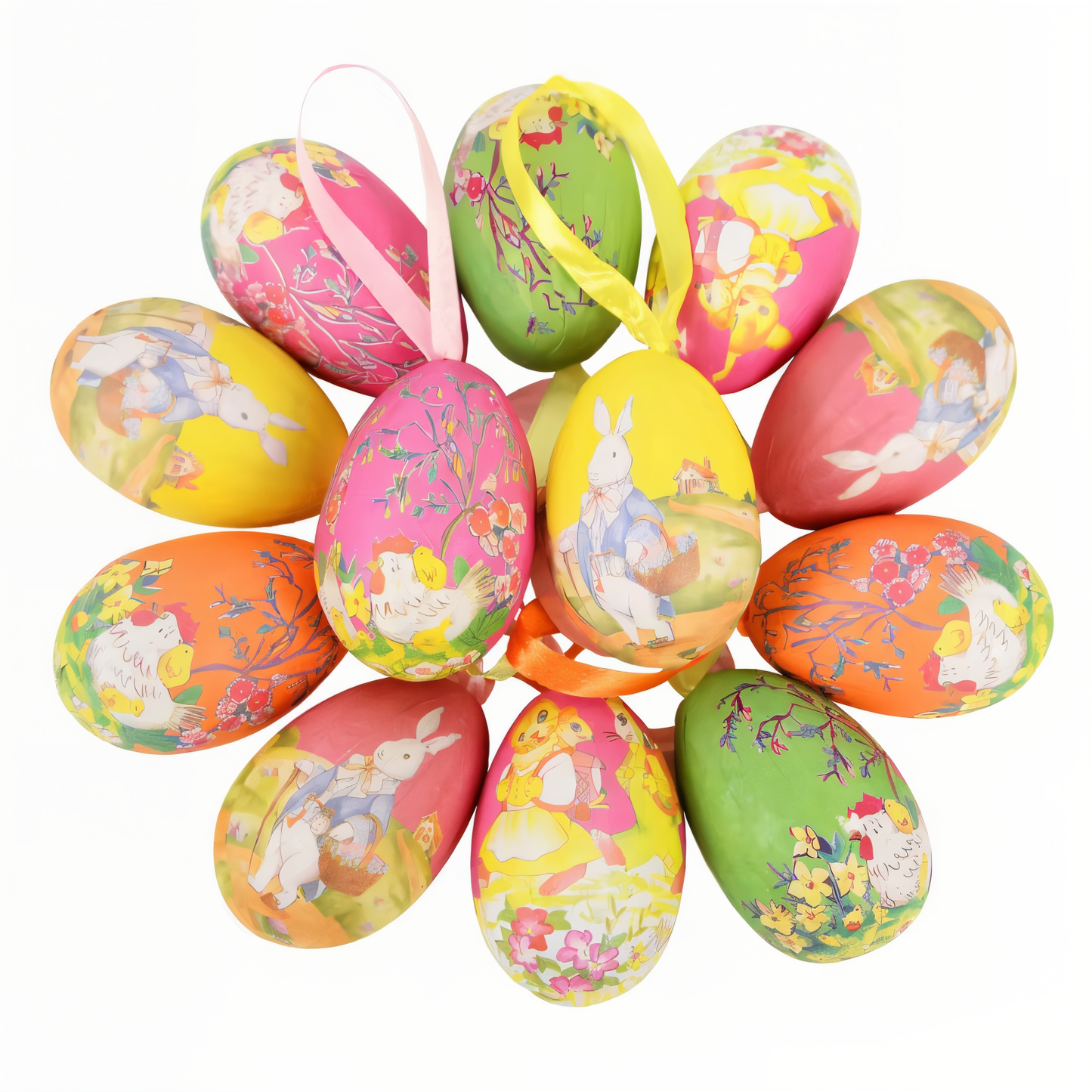 Frendorf | Faux Ostereier - 12pcs Bunte Künstliche Eier Hängende Osterdeko