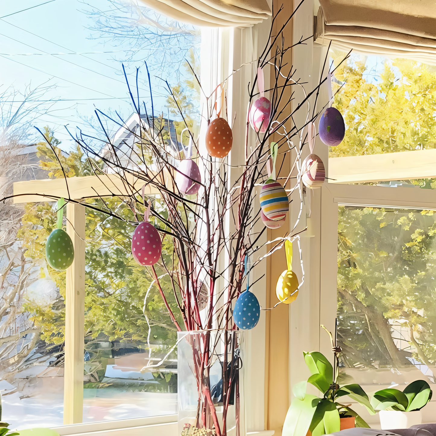 Frendorf | Faux Ostereier - 12pcs Bunte Künstliche Eier Hängende Osterdeko
